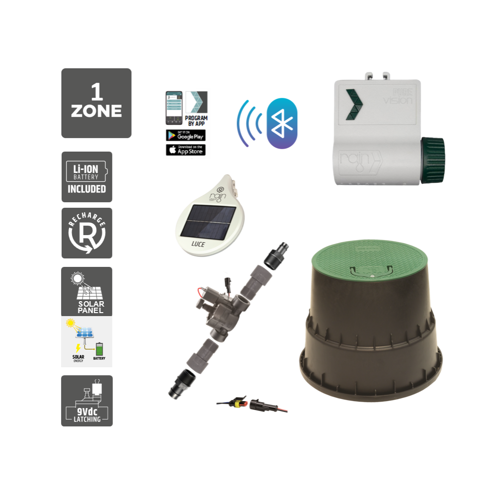 1 Zone Smart Valve Box Kit with Rain Pure Vision Bluetooth Controller