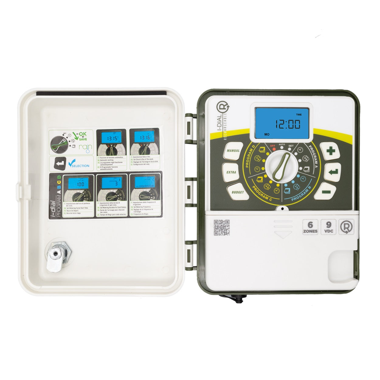 RAIN I-Dial R Wall Mounted Battery Irrigation Controller, 6 Stations