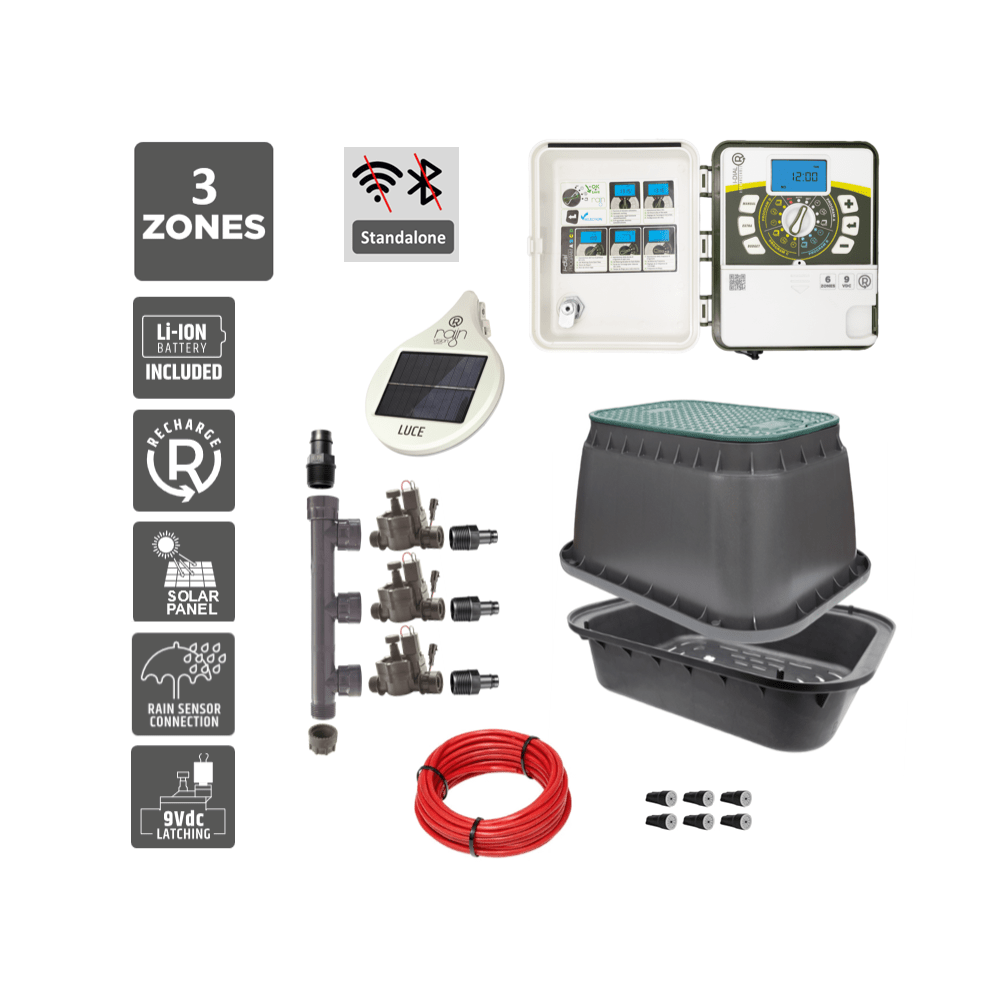 3 Zone Smart Valve Box Kit with Rain I - Dial R Controller - Irrigation Easy