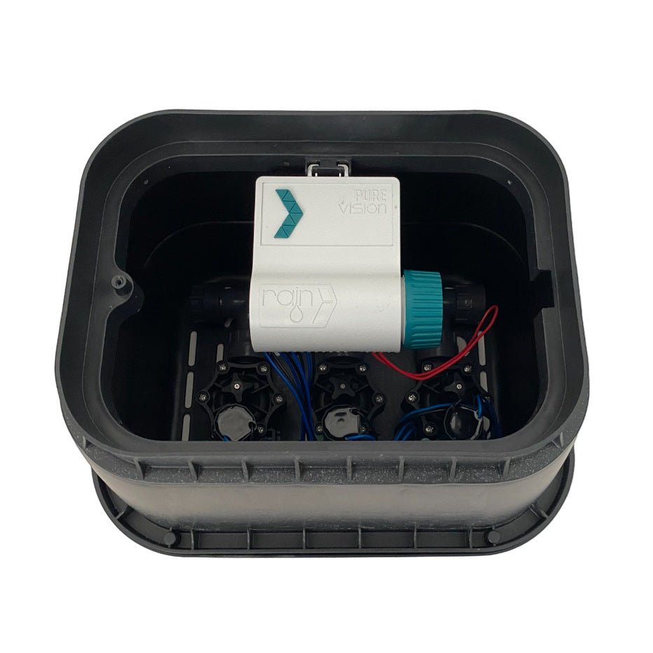 3 Zone Smart Valve Box Kit with Rain Pure Vision Bluetooth Controller - Irrigation Easy