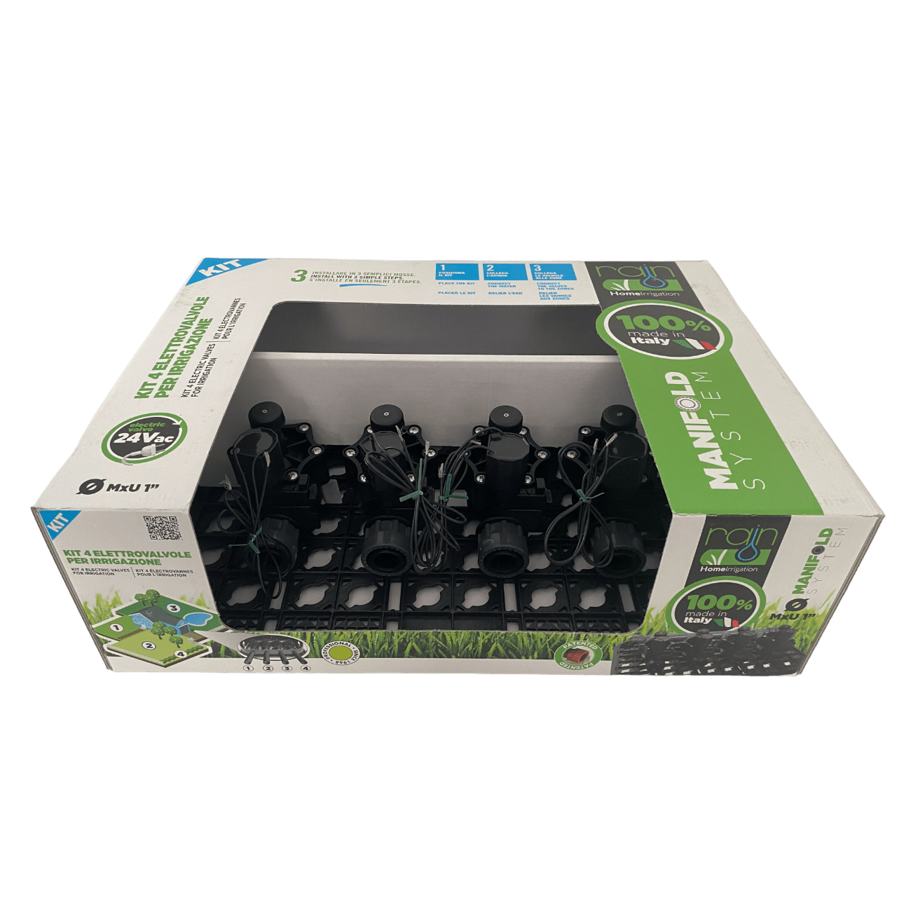 4 Zone Pre - assembled Rack Kit 113 with 4 RN 155 24VAC Solenoid Valves - Irrigation Easy