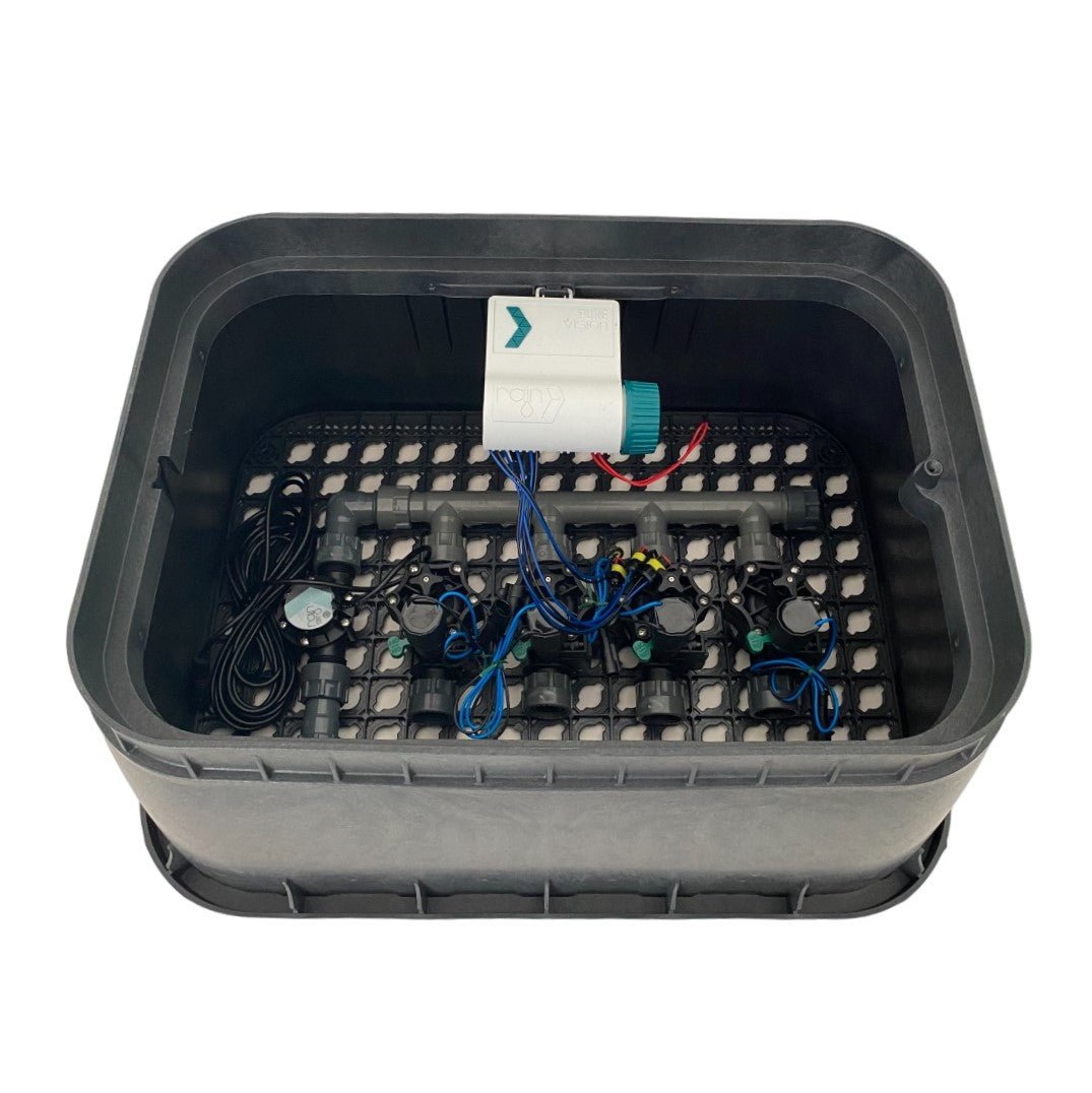 4 Zone Smart Valve Box Kit with Rain Pure Vision Bluetooth Controller - Irrigation Easy