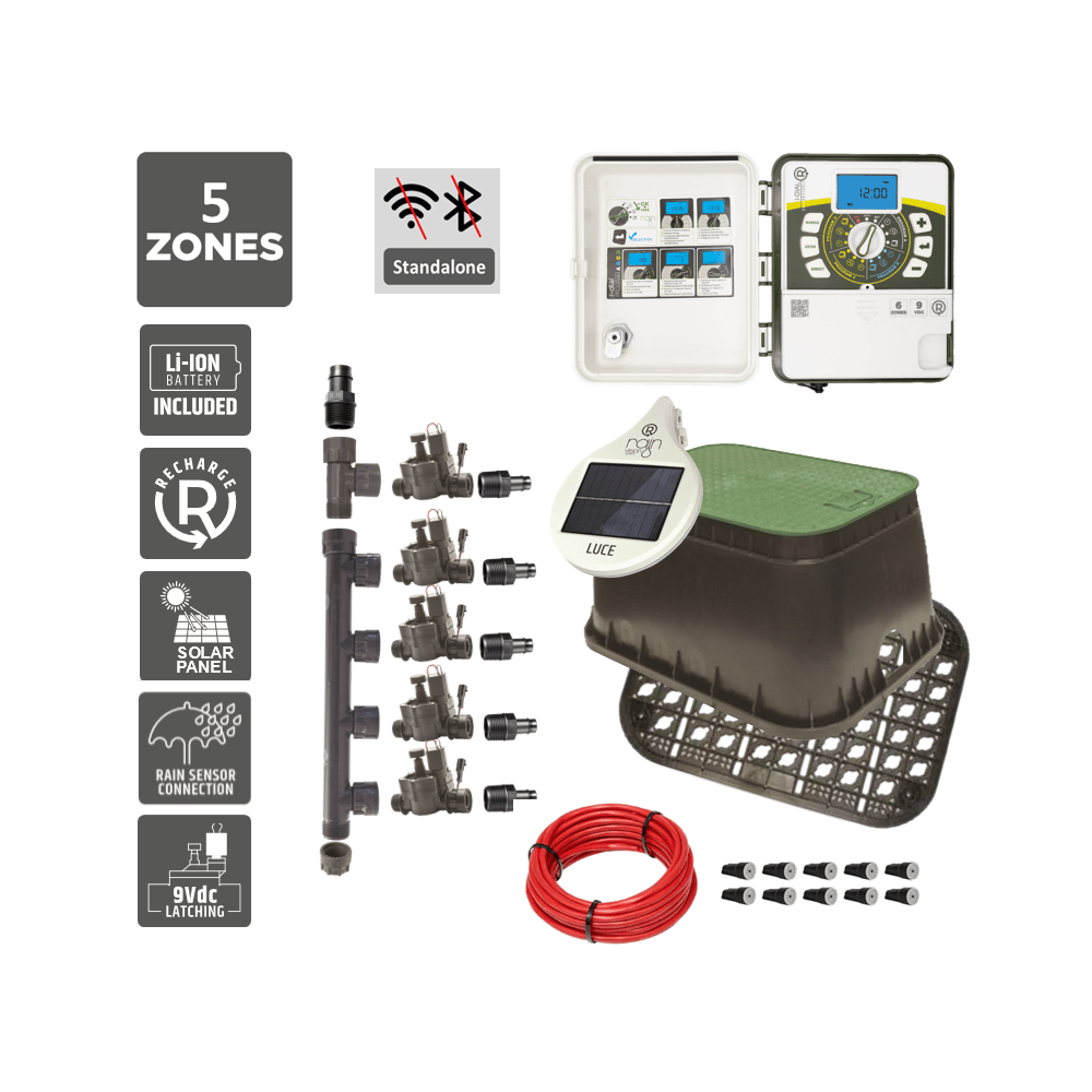5 Zone Smart Valve Box Kit with Rain I - Dial R Controller - Irrigation Easy