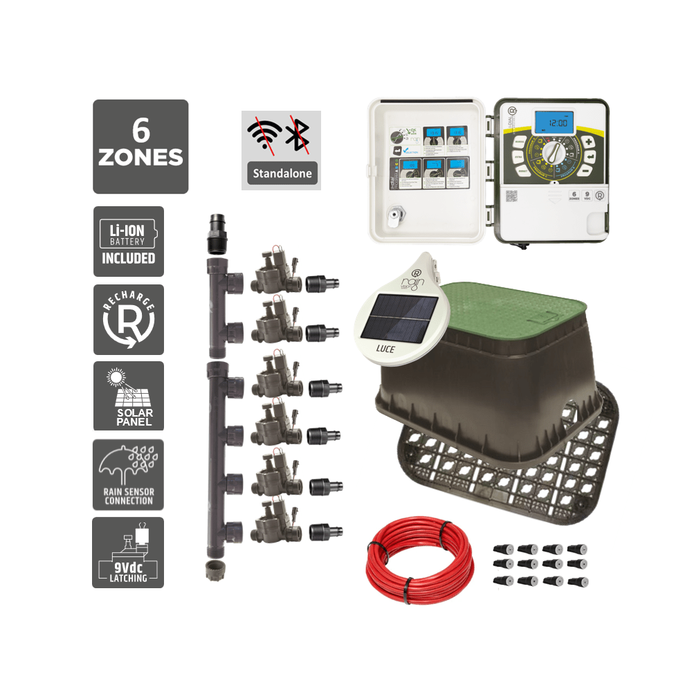 6 Zone Smart Valve Box Kit with Rain I - Dial R Controller - Irrigation Easy