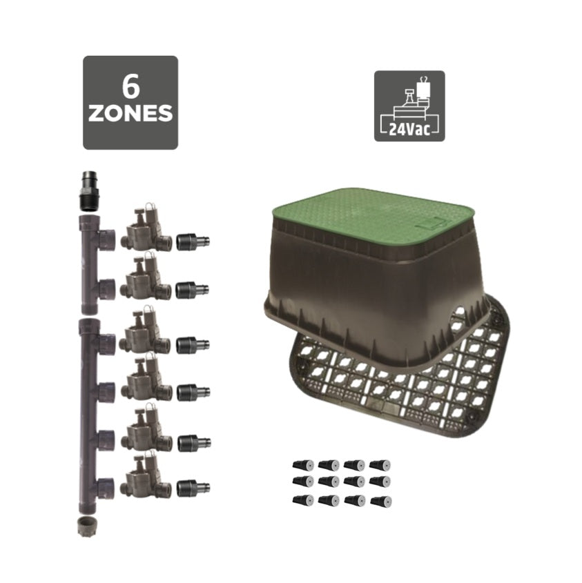 Rain 6 Zone Valve Box Kit - 24VAC Valves