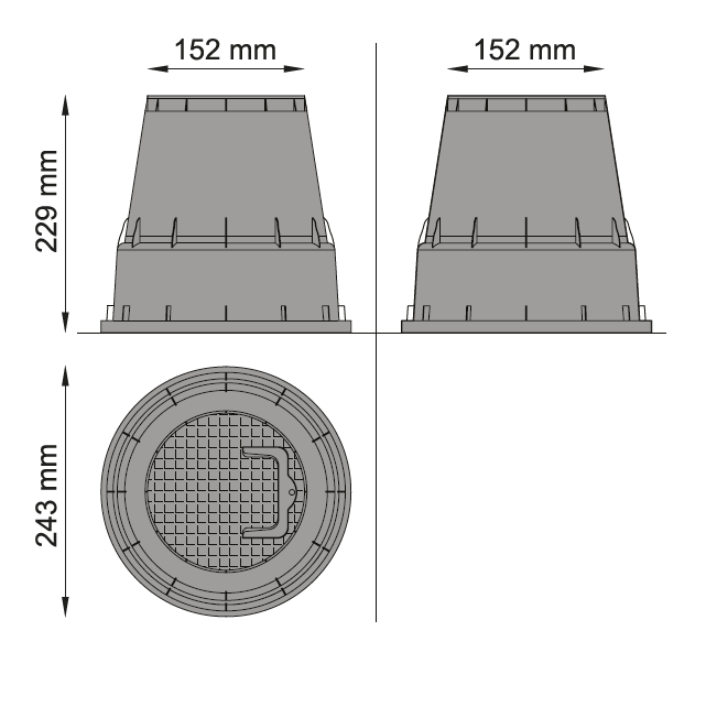 RAIN PZCM-15 Round Valve Box ( 152mm Lid x 229mm Depth x 243mm Base )
The PZCM-15 circular round valve box with Black body - Green lid and with patented opening handle allows the installer to easily access the solenoid valves and keepRAINRAINIrrigation EasyIrrigation Easy