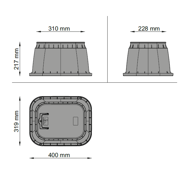 RAIN PZRM-111 Small Rectangular Valve Box ( 310mm Lid x 217mm Depth x 400mm Base )