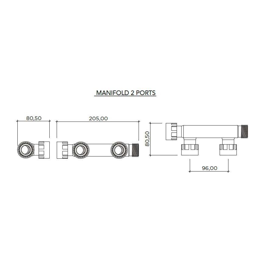 RAIN 2 Outlets PVC Manifold Swivel Tee - 25mm/1"