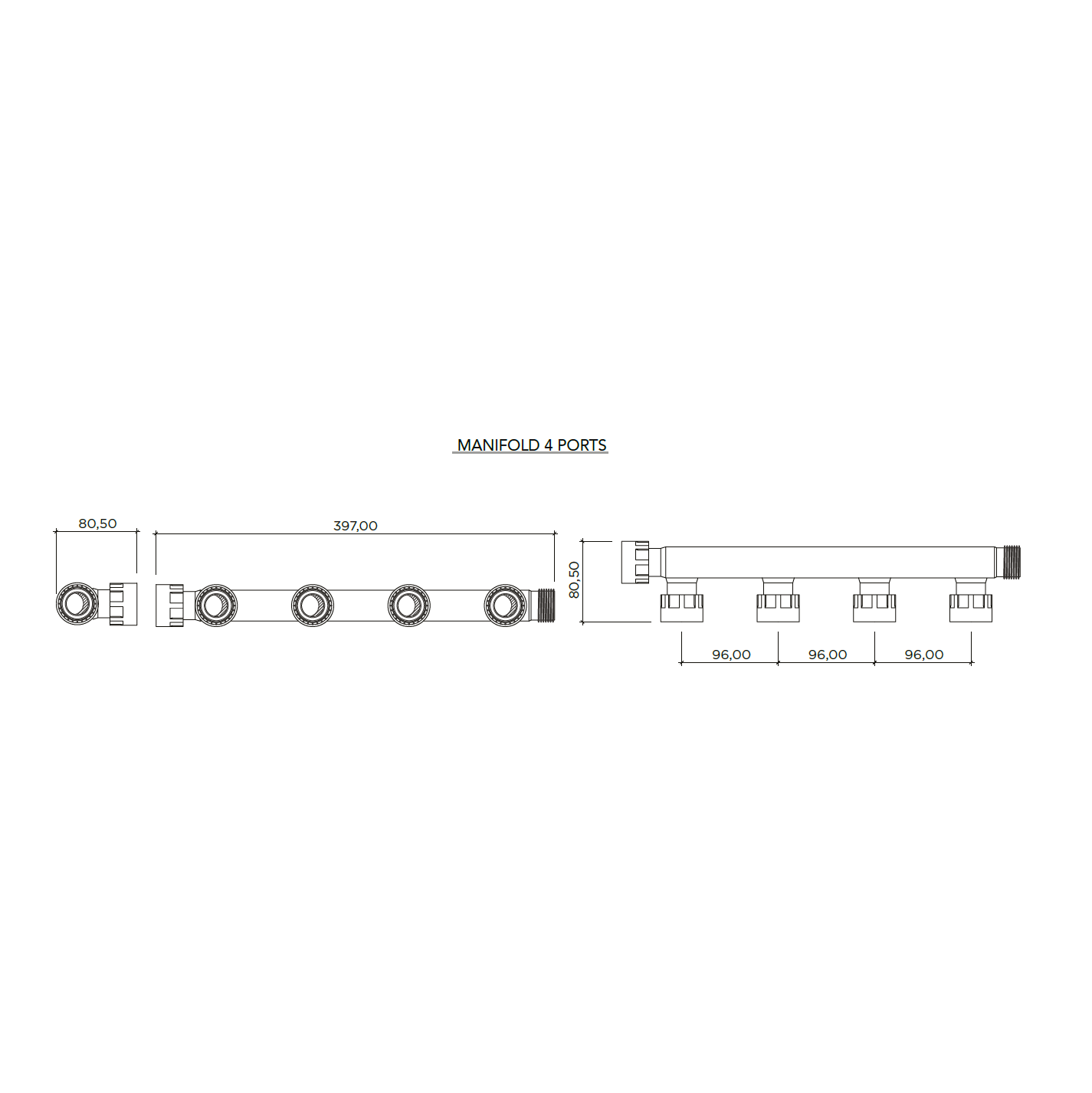 RAIN 4 Outlets PVC Manifold Swivel Tee - 25mm/1"