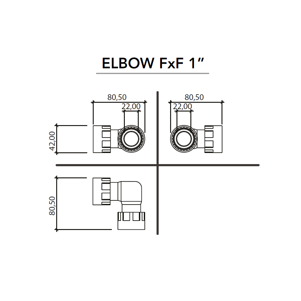 RAIN PVC Manifold Swivel Elbow FxF - 25mm/1"