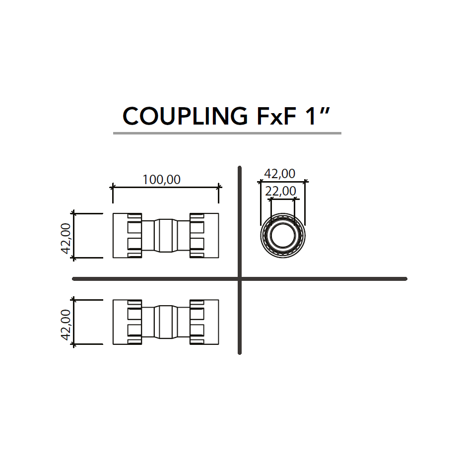 RAIN PVC Manifold Swivel Coupling FxF - 25mm/1"