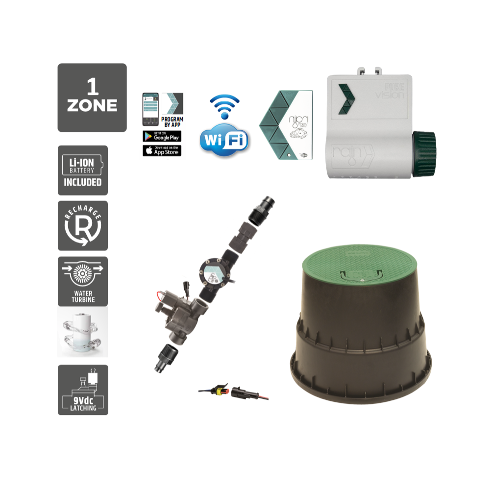 1 Zone Smart Valve Box Kit with Rain Pure Vision Wifi Controller