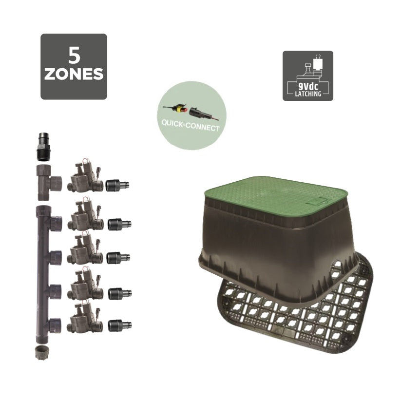 Rain 6 Zone Valve Box Kit - 9VDC Valves