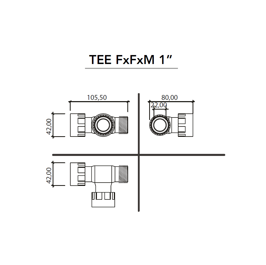 RAIN 1 Outlet PVC Manifold Swivel Tee 25mm/1" - Irrigation Easy