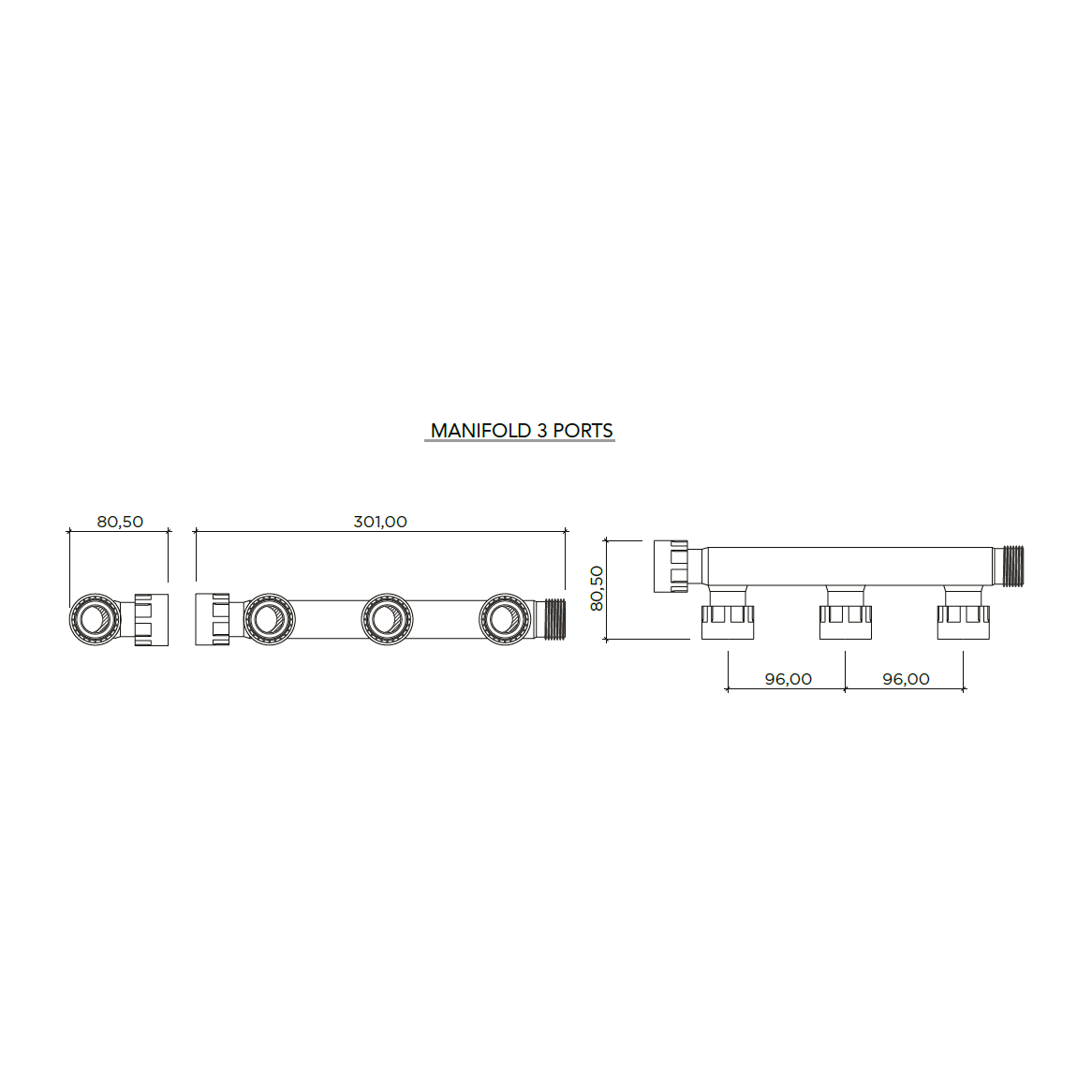 RAIN 3 Outlets PVC Manifold Swivel Tee - 25mm/1" - Irrigation Easy