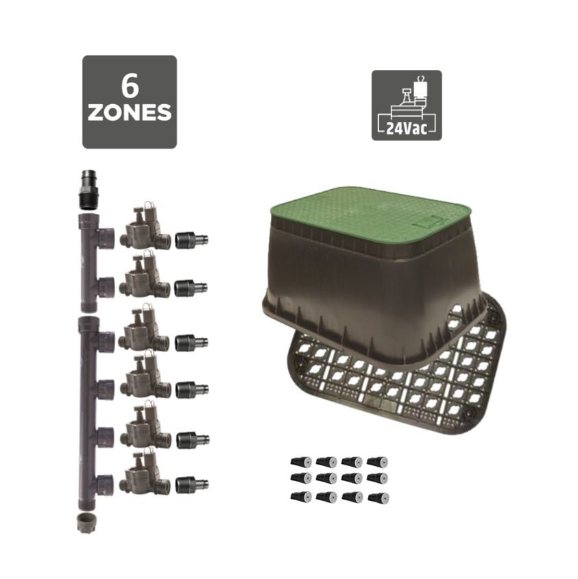 Rain 6 Zone Valve Box Kit - 24VAC Valves - Irrigation Easy