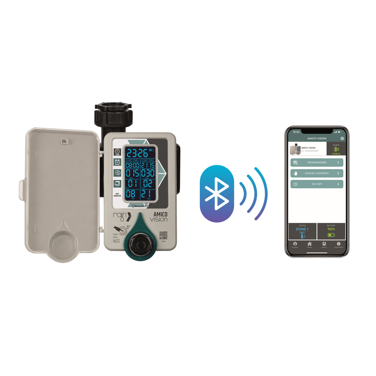 RAIN Amico Vision Single Outlet Bluetooth Tap Timer (Wifi Ready) - Irrigation Easy