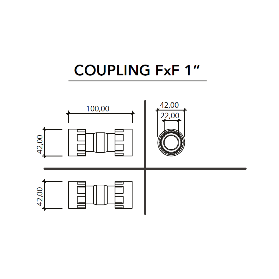 RAIN PVC Manifold Swivel Coupling FxF - 25mm/1" - Irrigation Easy