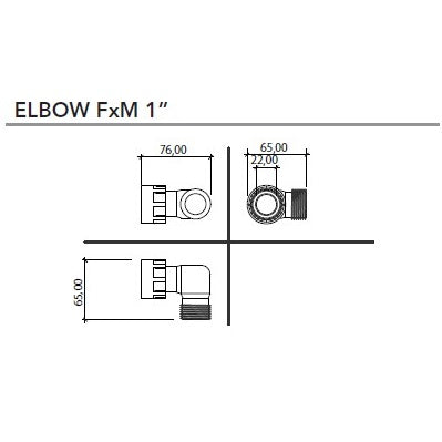 RAIN PVC Manifold Swivel Elbow FxM - 25mm/1"