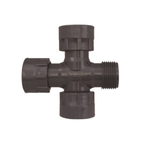 RAIN Manifold Swivel Cross 3Fx1M 25mm/1" PVC, rainirrigation.co.nz