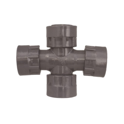 RAIN Manifold Swivel Cross 4F 25mm/1" PVC, rainirrigation.co.nz