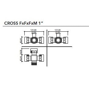 RAIN Manifold Swivel Cross 3Fx1M - 25mm/1" - PVC