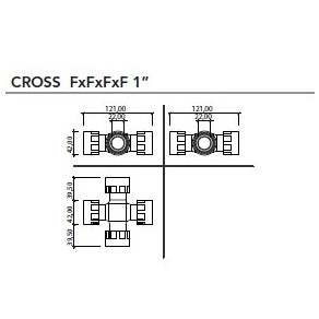 RAIN Manifold Swivel Cross 4F - 25mm/1" - PVC
